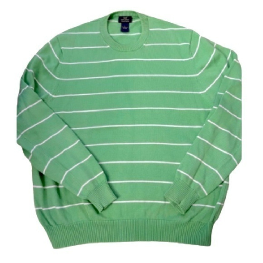 Brooks Brothers 346 lime green and white striped pullover sweater size L
